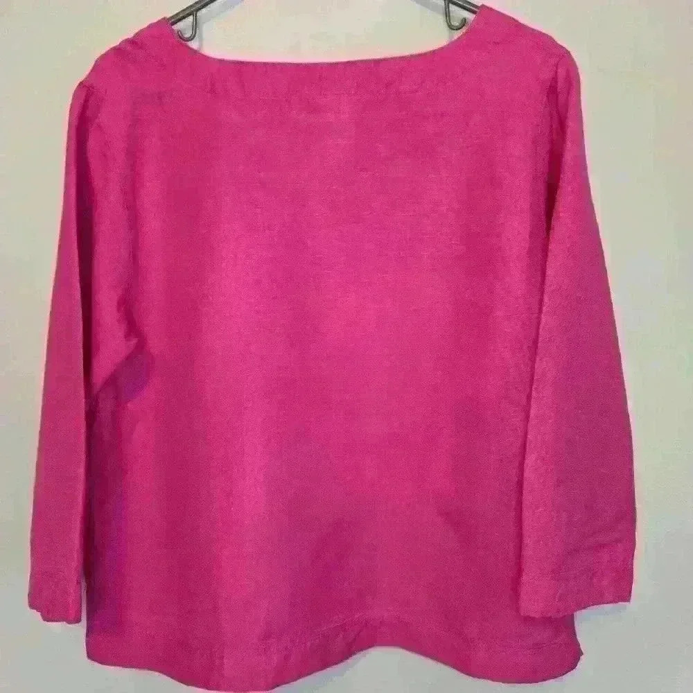 Vintage Mark, Fore & Strike Linen blend Pink Top Size M Lagenlook - Picture 6 of 7